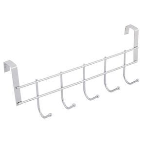 Metal Household Bathroom 5 Hooks Towel Clothing Belt Hanger Hook Silver Tone